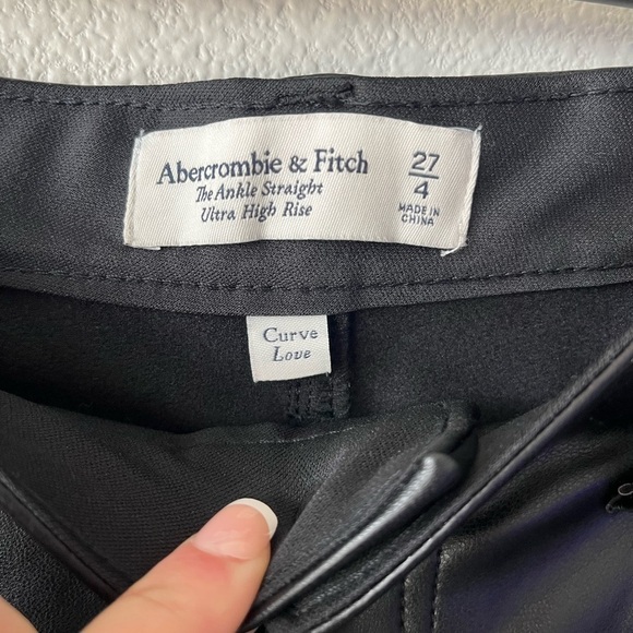 Abercrombie & Fitch Ultra High Rise Curve Love Leather Ankle Straight Pant - Picture 5 of 7